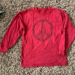 Peace Sign Red Long Sleeve Tee
